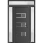 Front Exterior Prehung Metal - PlasticDoor | Manux 8933 Antracite Grey | 2 Side and Top Sidelite Transom | Office Commercial and Residential Doors Entrance Patio Garage