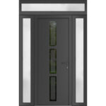 Front Exterior Prehung Metal - PlasticDoor | Manux 8112 Antracite Grey | 2 Side and Top Sidelite Transom | Office Commercial and Residential Doors Entrance Patio Garage