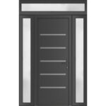 Front Exterior Prehung Metal - PlasticDoor | Manux 8415 Antracite Grey | 2 Side and Top Sidelite Transom | Office Commercial and Residential Doors Entrance Patio Garage