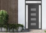 Front Exterior Prehung Metal - PlasticDoor | Manux 8113 Antracite Grey | 2 Side and Top Sidelite Transom | Office Commercial and Residential Doors Entrance Patio Garage - Image 2