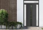Front Exterior Prehung Metal - PlasticDoor | Manux 8112 Antracite Grey | 2 Side and Top Sidelite Transom | Office Commercial and Residential Doors Entrance Patio Garage - Image 2