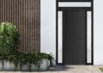 Front Exterior Prehung Metal - PlasticDoor Frosted Glass | Manux 8111 Matte Black | 2 Side and Top Sidelite Transom | Office Commercial and Residential Doors Entrance Patio Garage - Image 2