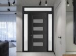 Front Exterior Prehung Metal - PlasticDoor | Manux 8113 Matte Black | 2 Side and Top Sidelite Transom | Office Commercial and Residential Doors Entrance Patio Garage - Image 3