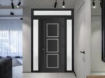 Front Exterior Prehung Metal - PlasticDoor | Manux 8661 Matte Black | 2 Side and Top Sidelite Transom | Office Commercial and Residential Doors Entrance Patio Garage - Image 3