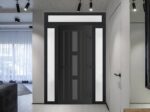 Front Exterior Prehung Metal - PlasticDoor | Manux 8112 Matte Black | 2 Side and Top Sidelite Transom | Office Commercial and Residential Doors Entrance Patio Garage - Image 2