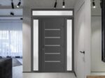 Front Exterior Prehung Metal - PlasticDoor | Manux 8415 Antracite Grey | 2 Side and Top Sidelite Transom | Office Commercial and Residential Doors Entrance Patio Garage - Image 2
