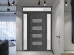 Front Exterior Prehung Metal - PlasticDoor | Manux 8113 Antracite Grey | 2 Side and Top Sidelite Transom | Office Commercial and Residential Doors Entrance Patio Garage - Image 3