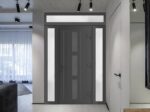 Front Exterior Prehung Metal - PlasticDoor | Manux 8112 Antracite Grey | 2 Side and Top Sidelite Transom | Office Commercial and Residential Doors Entrance Patio Garage - Image 3