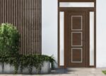 Front Exterior Prehung Metal - PlasticDoor | Manux 8661 Walnut | 2 Side and Top Sidelite Transom | Office Commercial and Residential Doors Entrance Patio Garage - Image 2