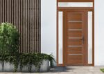 Front Exterior Prehung Metal - PlasticDoor | Manux 8415 Walnut | 2 Side and Top Sidelite Transom | Office Commercial and Residential Doors Entrance Patio Garage - Image 2