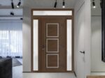 Front Exterior Prehung Metal - PlasticDoor | Manux 8661 Walnut | 2 Side and Top Sidelite Transom | Office Commercial and Residential Doors Entrance Patio Garage - Image 3