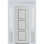Front Exterior Prehung Metal - PlasticDoor | Manux 8661 White Silk | 2 Side and Top Sidelite Transom | Office Commercial and Residential Doors Entrance Patio Garage