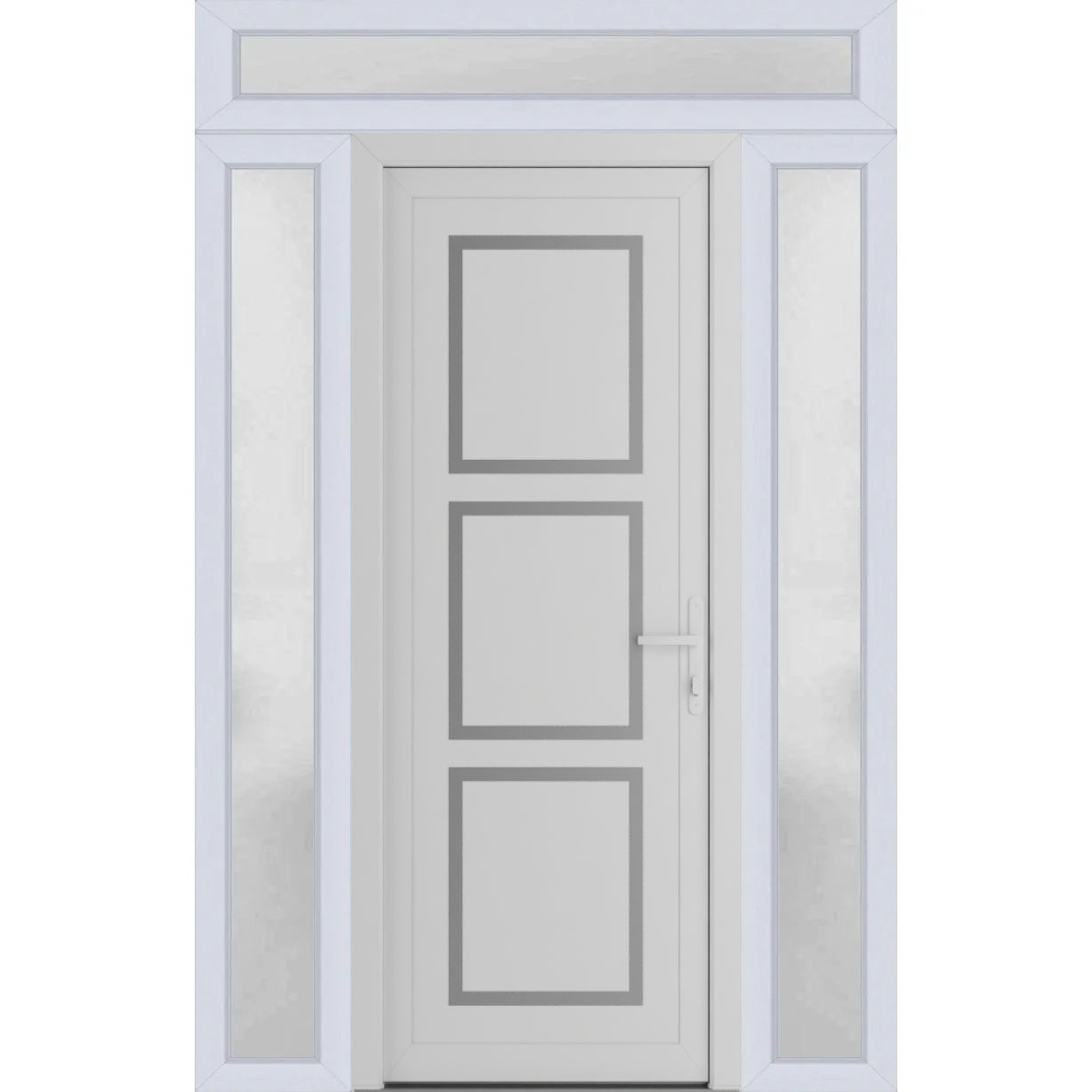 l8002w_l_r_t_4dc0aa62-d57b-4135-9bc0-3672b8996d07_iejwbenwl3vkbw6j Front Exterior Prehung Metal - PlasticDoor | Manux 8661 White Silk | 2 Side and Top Sidelite Transom | Office Commercial and Residential Doors Entrance Patio Garage - Image 1