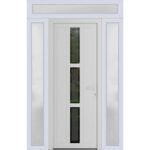 Front Exterior Prehung Metal - PlasticDoor | Manux 8112 White Silk | 2 Side and Top Sidelite Transom | Office Commercial and Residential Doors Entrance Patio Garage