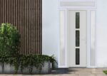 Front Exterior Prehung Metal - PlasticDoor | Manux 8112 White Silk | 2 Side and Top Sidelite Transom | Office Commercial and Residential Doors Entrance Patio Garage - Image 2