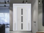 Front Exterior Prehung Metal - PlasticDoor | Manux 8112 White Silk | 2 Side and Top Sidelite Transom | Office Commercial and Residential Doors Entrance Patio Garage - Image 3