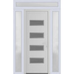 Front Exterior Prehung Metal - PlasticDoor | Manux 8113 White Silk | 2 Side and Top Sidelite Transom | Office Commercial and Residential Doors Entrance Patio Garage