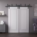 Sliding Closet Barn Bypass Doors | ROYAL 9811 White Enamel | 6.6ft Rails Hardware Set | Wood Solid Bedroom Wardrobe Doors - Image 2