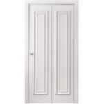 Sliding Closet Bi-fold Doors | ROYAL 9811 White Enamel | Sturdy Tracks Moldings Trims Hardware Set | Wood Solid Bedroom Wardrobe Doors