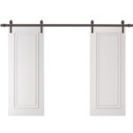 Double Barn Door | ROYAL 9811 White Enamel | 13FT Rail Track Set | Solid Panel Interior Doors