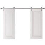 Double Barn Door | ROYAL 9811 White Enamel | 13FT Silver Rail Track Set | Solid Panel Interior Doors