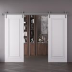 Double Barn Door | ROYAL 9811 White Enamel | 13FT Silver Rail Track Set | Solid Panel Interior Doors - Image 2