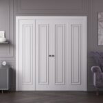 Sliding Closet Double Bi-fold Doors | ROYAL 9811 White Enamel | Sturdy Tracks Moldings Trims Hardware Set | Wood Solid Bedroom Wardrobe Doors - Image 2