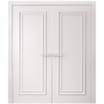 Interior Double Doors | ROYAL 9811 White Enamel | Wood Interior Solid Panel Frame | Closet Bedroom Doors