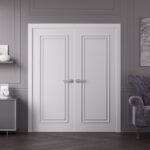 Interior Double Doors | ROYAL 9811 White Enamel | Wood Interior Solid Panel Frame | Closet Bedroom Doors - Image 2