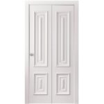 Sliding Closet Bi-fold Doors | ROYAL 9822 White Enamel | Sturdy Tracks Moldings Trims Hardware Set | Wood Solid Bedroom Wardrobe Doors