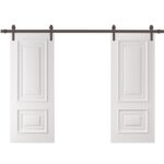 Double Barn Door | ROYAL 9822 White Enamel | 13FT Rail Track Set | Solid Panel Interior Doors