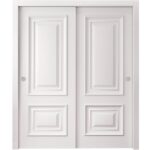 Sliding Closet Bypass Doors | ROYAL 9822 White Enamel | Rails Hardware Set | Wood Solid Bedroom Wardrobe Doors