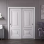 Sliding Closet Bypass Doors | ROYAL 9822 White Enamel | Rails Hardware Set | Wood Solid Bedroom Wardrobe Doors - Image 2