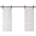 Double Barn Door | ROYAL 9833 White Enamel | 13FT Rail Track Set | Solid Panel Interior Doors