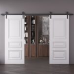 Double Barn Door | ROYAL 9833 White Enamel | 13FT Rail Track Set | Solid Panel Interior Doors - Image 2