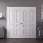 Sliding Closet Double Bi-fold Doors | ROYAL 9833 White Enamel | Sturdy Tracks Moldings Trims Hardware Set | Wood Solid Bedroom Wardrobe Doors - Image 2
