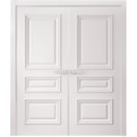 Interior Double Doors | ROYAL 9833 White Enamel | Wood Interior Solid Panel Frame | Closet Bedroom Doors