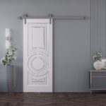 Barn Door | ROYAL 9855 White Enamel | 6.6FT Silver Rail Track Heavy Hardware Set | Solid Panel Interior Doors - Image 2