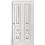 Sliding Closet Bi-fold Doors | ROYAL 9855 White Enamel | Sturdy Tracks Moldings Trims Hardware Set | Wood Solid Bedroom Wardrobe Doors