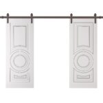 Double Barn Door | ROYAL 9855 White Enamel | 13FT Rail Track Set | Solid Panel Interior Doors