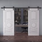 Double Barn Door | ROYAL 9855 White Enamel | 13FT Rail Track Set | Solid Panel Interior Doors - Image 2