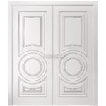 Interior Double Doors | ROYAL 9855 White Enamel | Wood Interior Solid Panel Frame | Closet Bedroom Doors