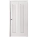 Sliding Closet Bi-fold Doors | ROYAL 9888 White Enamel | Sturdy Tracks Moldings Trims Hardware Set | Wood Solid Bedroom Wardrobe Doors