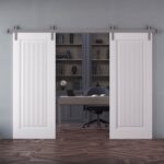 Double Barn Door | ROYAL 9888 White Enamel | 13FT Silver Rail Track Set | Solid Panel Interior Doors - Image 2