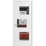 Solid French Door / Sete 6999 White Silk with Mirror / Single Regular Panel Frame Handle / Bathroom Bedroom Modern Doors