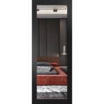 Slab Barn Door Panel | Lucia 1299 Matte Black with Mirror | Sturdy Finished Doors | Pocket Closet Sliding