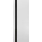 Slab Barn Door Panel | Planum 0040 White Silk with Black Glass | Sturdy Finished Doors | Pocket Closet Sliding
