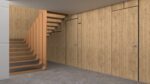 Invisible Solid Hidden Door with Handle | Planum 0010 Split Wood with Silver Hidden Frame Left-hand Inswing Silver Frame | Concealed Hinges Lock Handle | Modern Frameless Doors - Image 3