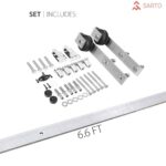 Modern Barn Door | BASIC 0111 Dove Grey | 6.6FT Silver Rail Track Heavy Hardware Set | Solid Panel Interior Doors - Image 3