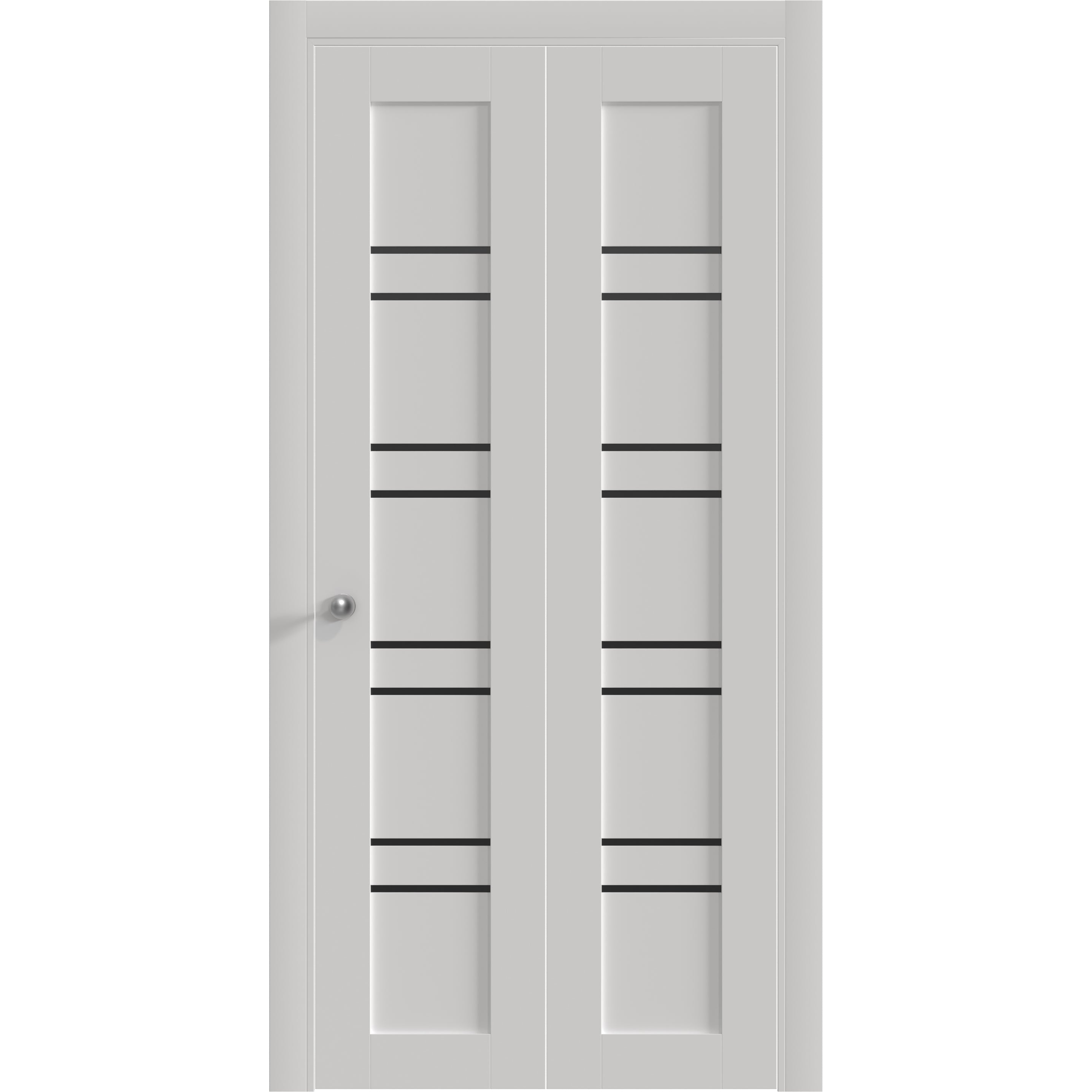 Sliding Closet Bi-fold Doors | BASIC 4901 White with Black Glass ...
